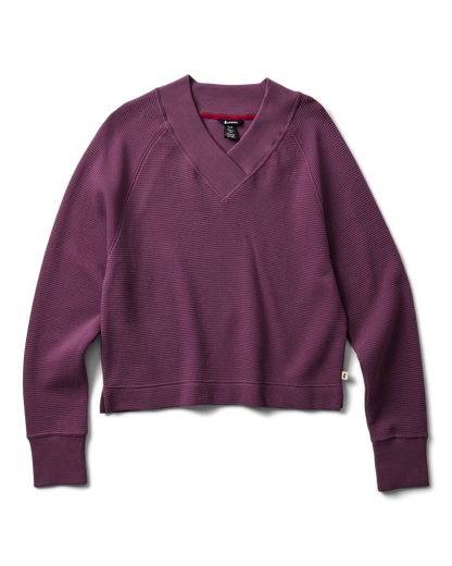 Atajo Long-Sleeve Waffle V-Neck - Women's - Mystic - US 2143